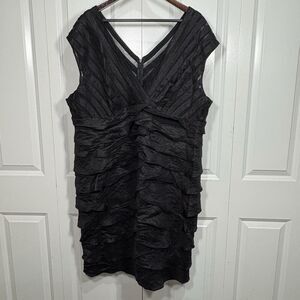 Scarlett Nite Dress 22W Black Tiered Ruffle Cocktail Sleeveless Formal Plus